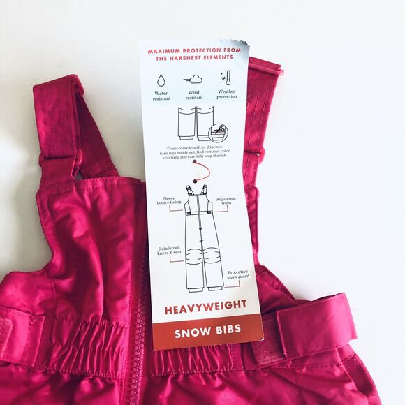 NWT Cat & Jack Baby Size 18 Months Heavyweight Snow Bibs Overalls Pink - Picture 5 of 11